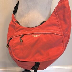 Eddie Bauer deep pinkcanvas crossbody EUC